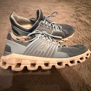 On Running Women's Athletic Shoes in Light Blue and White